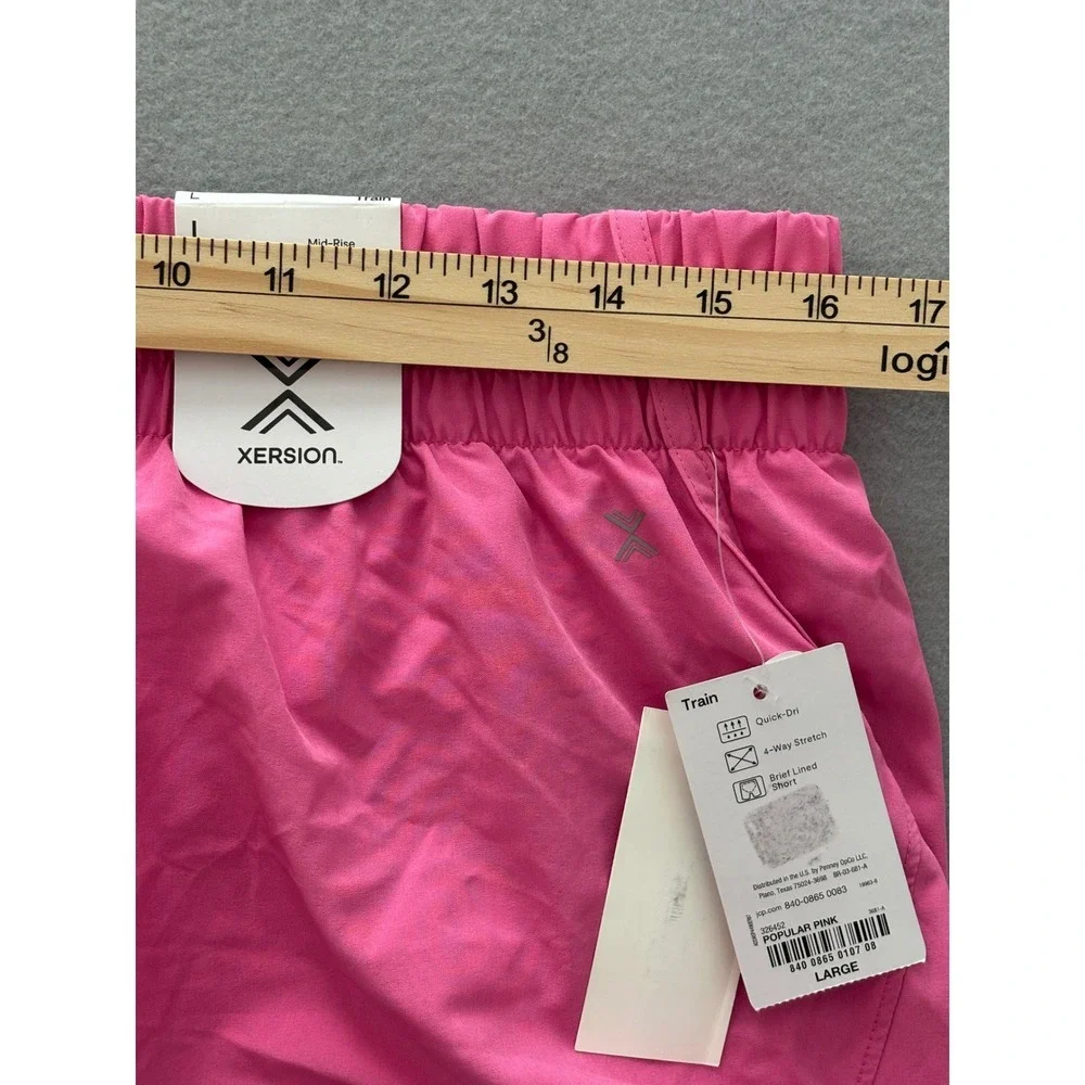 Xersion Running Shorts Large NEW Popular Pink Mid-Rise Quick-Dri Brief Lined